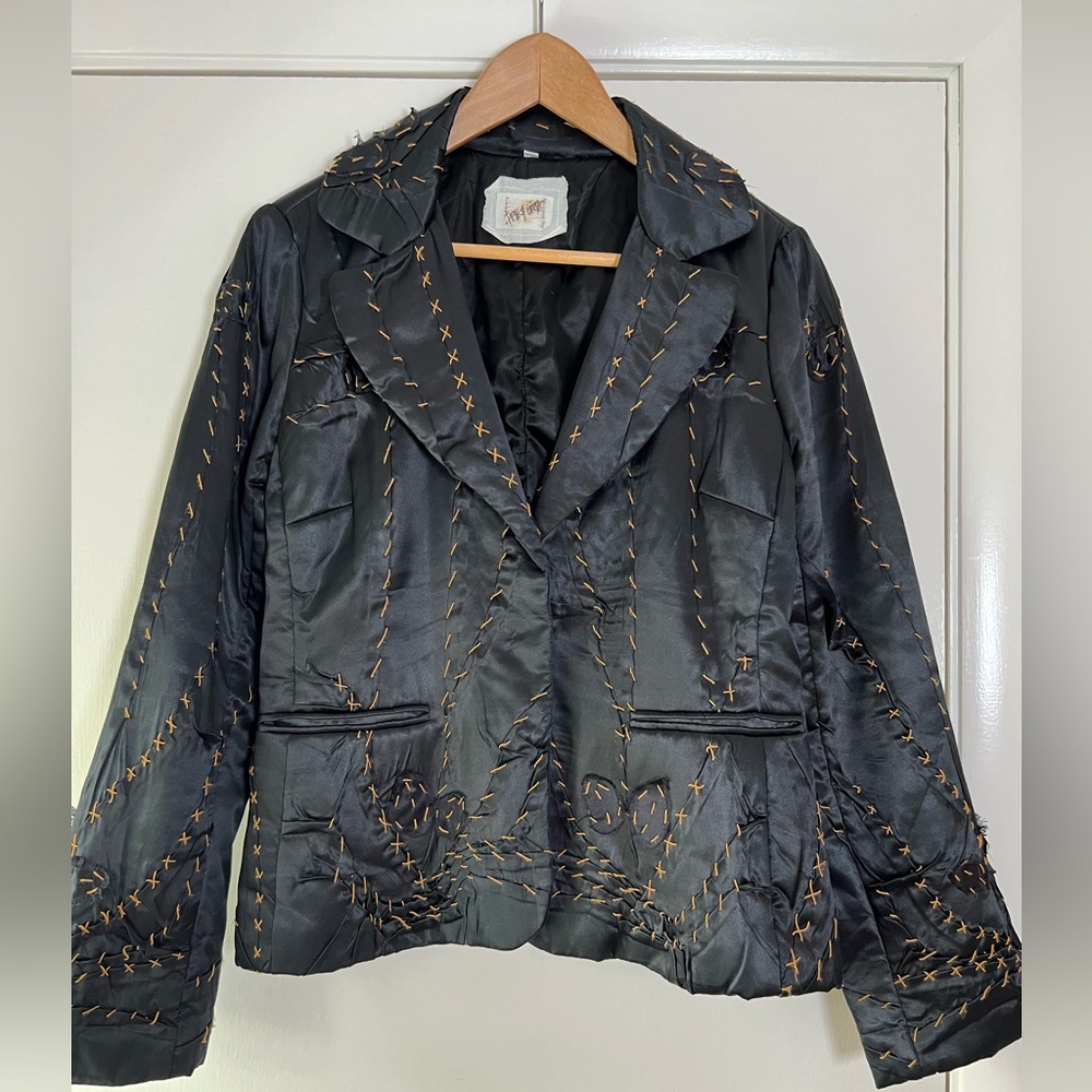 Johnny Was Pete & Greta 100% Silk Blazer Jacket Western Sumptuous Party Coquette